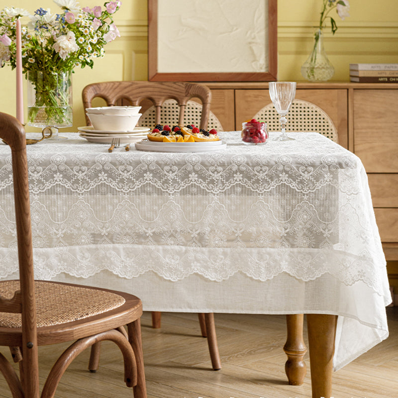Mona French white lace tablecloth art high-end round table dessert table tablecloth photo atmosphere tablecloth