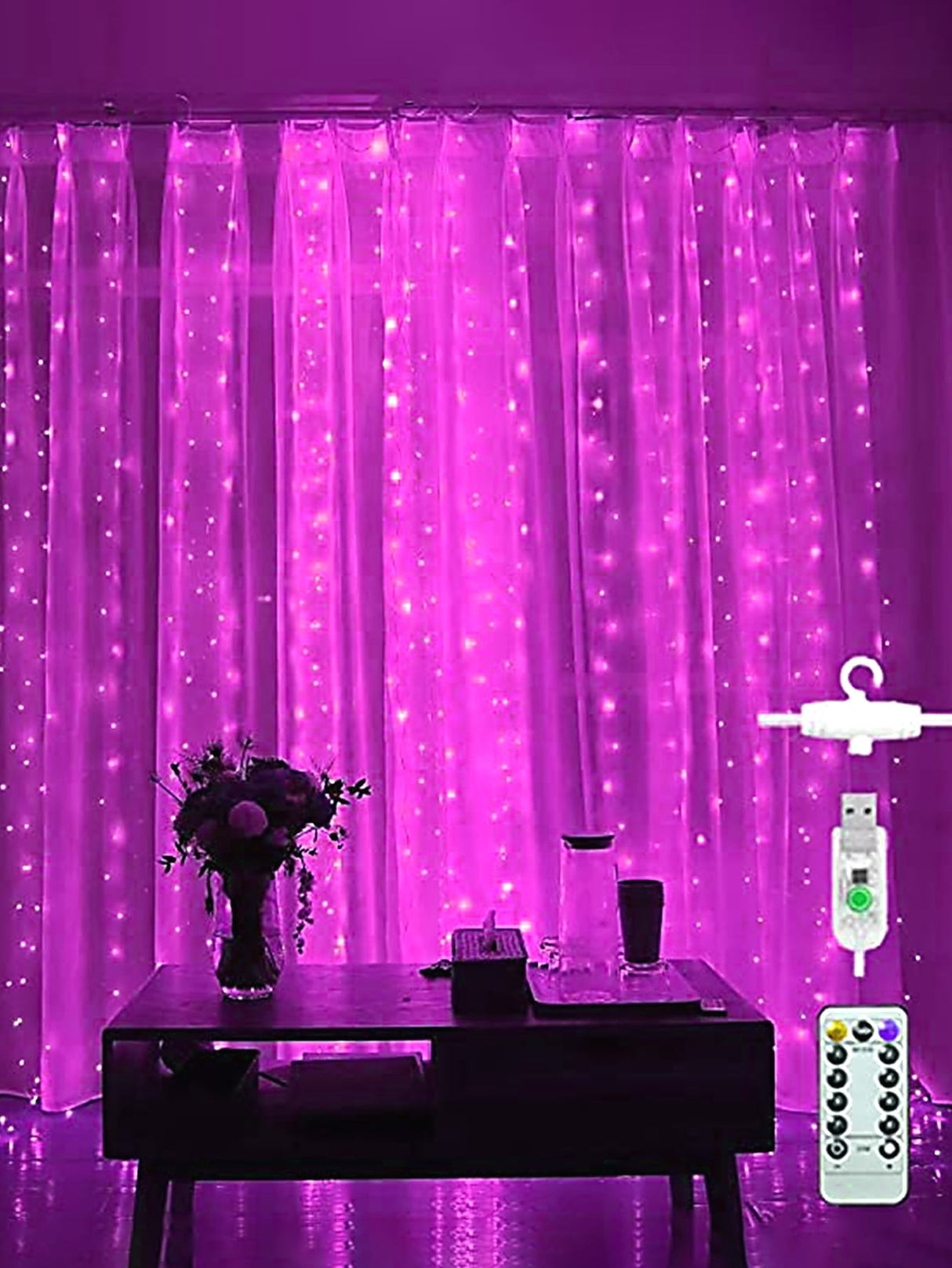 Control Curtain Decorative String Light with 300pcs Bulb Remote - Novelty Lighting