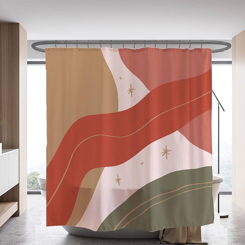 Red and Green Stars Shower Curtain