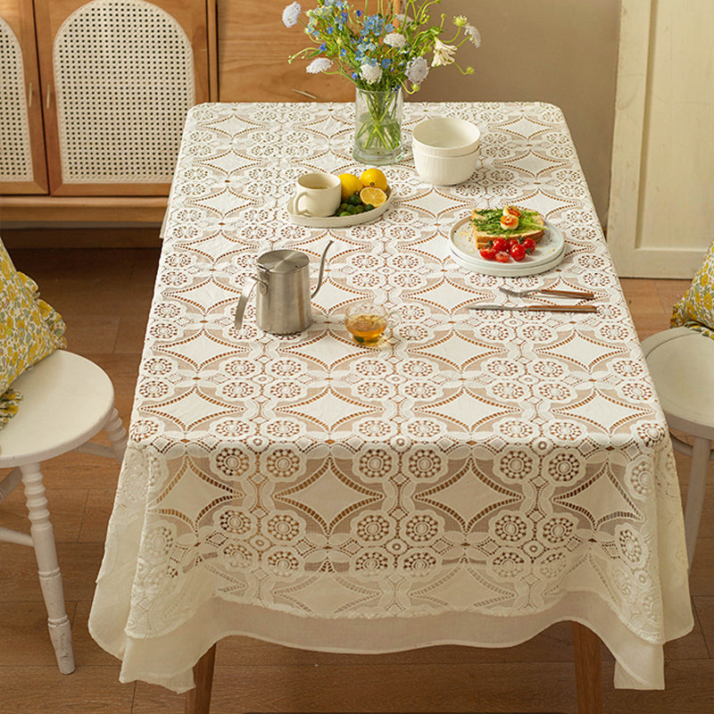 Versailles lace tablecloth simple modern light luxury white solid color tablecloth tablecloth small round table cotton tablecloth