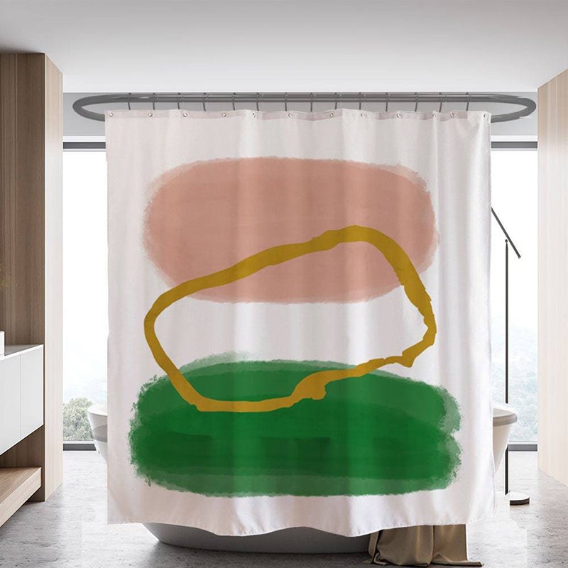 Pink Green Line Art Shower Curtain