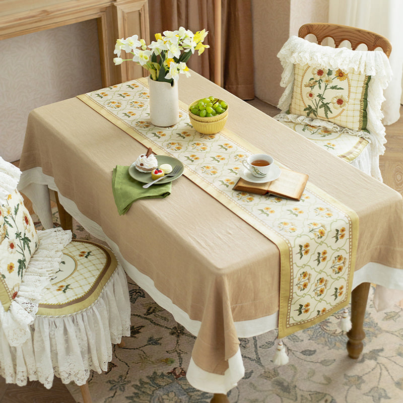 Green field French table flag bed flag American light luxury dining table coffee table TV cabinet tablecloth long strip decorative cloth side cabinet shoe cabinet