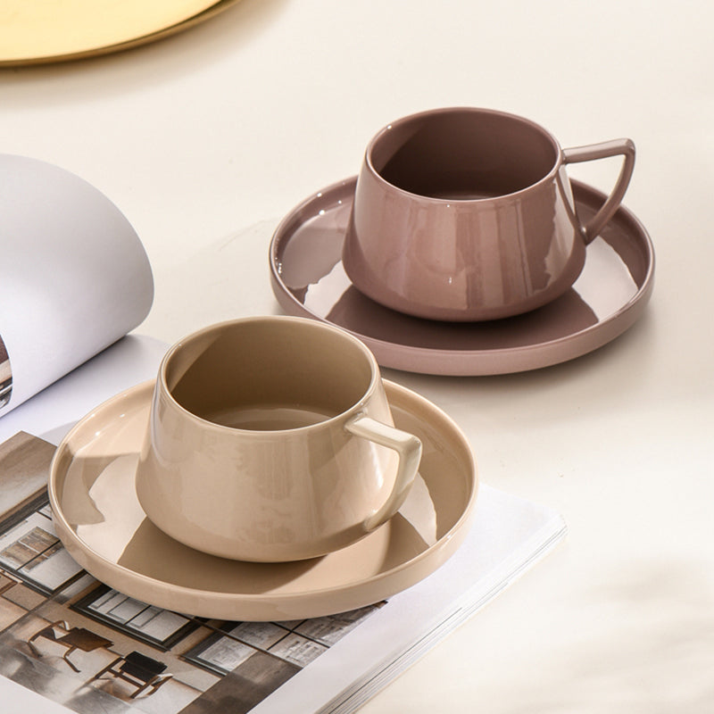 Nordic style simple ceramic coffee cup and saucer high-value afternoon tea cup light luxury Morandi color