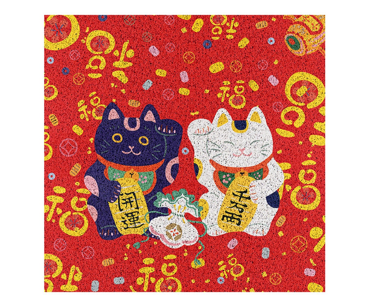 Double Fortune Cats PVC Entrance Mat