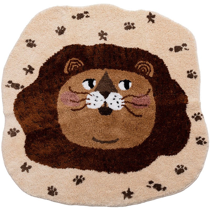 Cartoon Lion Bedroom Mat, Cute Cartoon Animal Mat for Kid's Room, Living Room Area Carpet, 43x43 inches