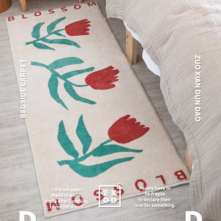 Three Little Red Tulip Bedroom Mat