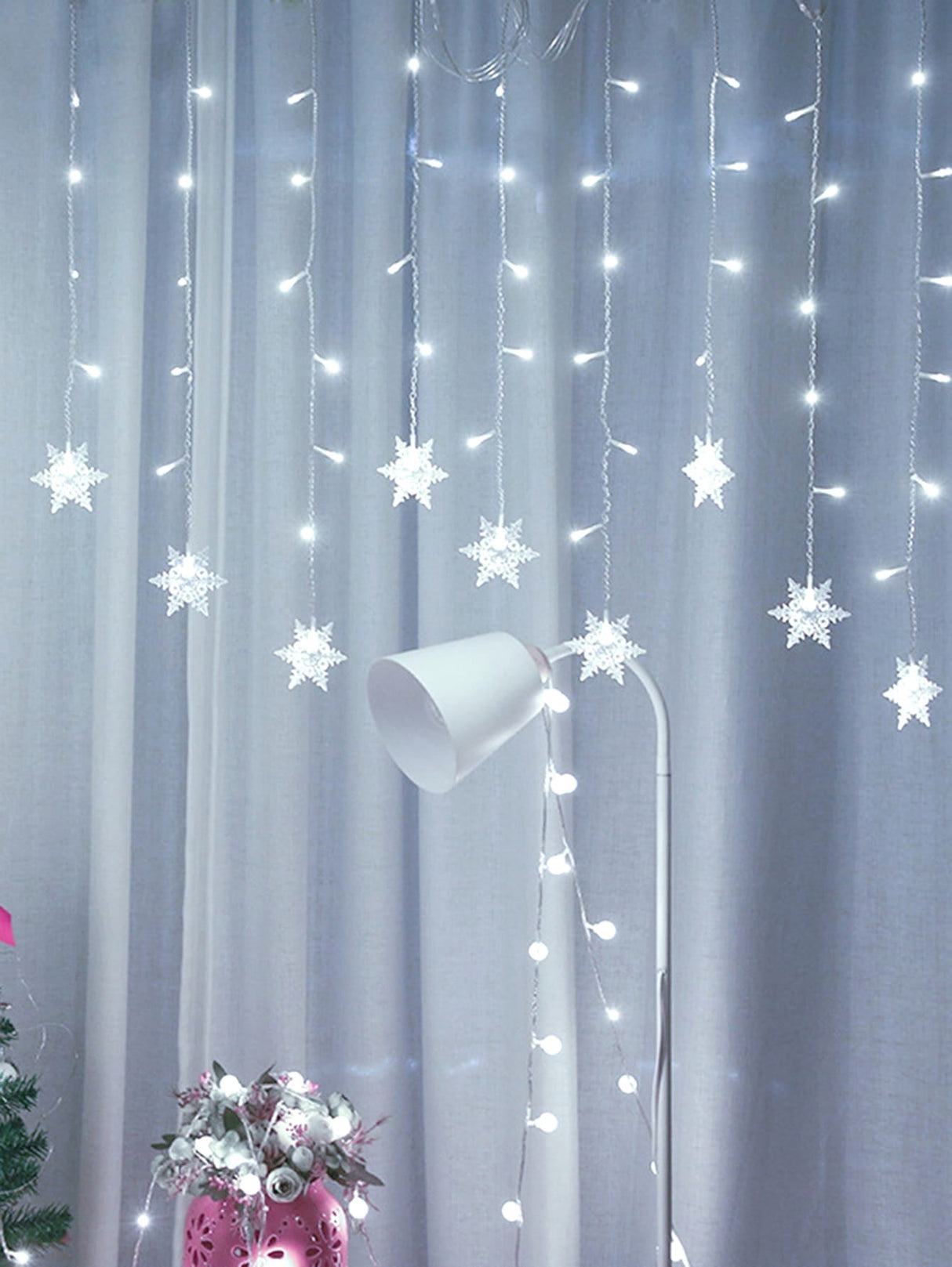 Christmas Snowflake Curtain String Light 2pcs - Lighting & Lamp