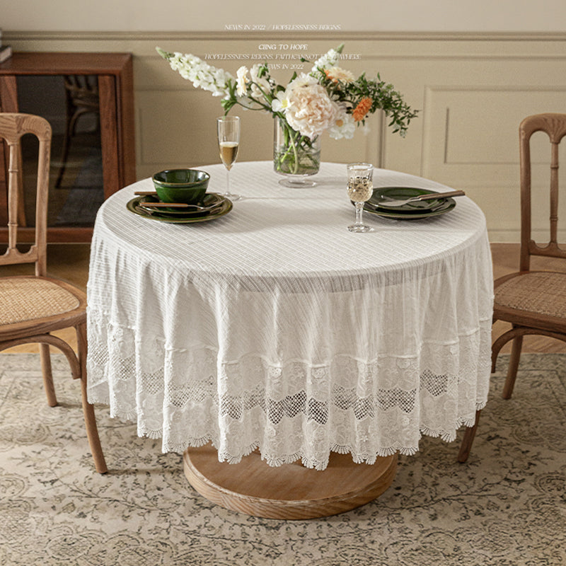 Dorothy French white lace tablecloth hollow high-quality ins Nordic style tablecloth round table cover cloth rectangle