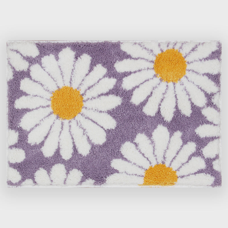 Feblilac Cute Daisy Bath Mat, Black/Purple/Red/Yellow/Green Floral