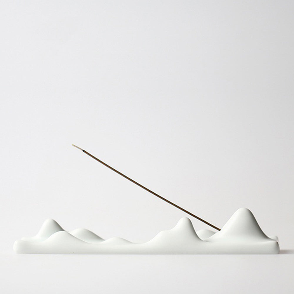 Ceramic Incense Burner, Incense Holder, Art landscape Design, Aromatherapy, Yoga Incense Burner, Incense seat, White, Cyan