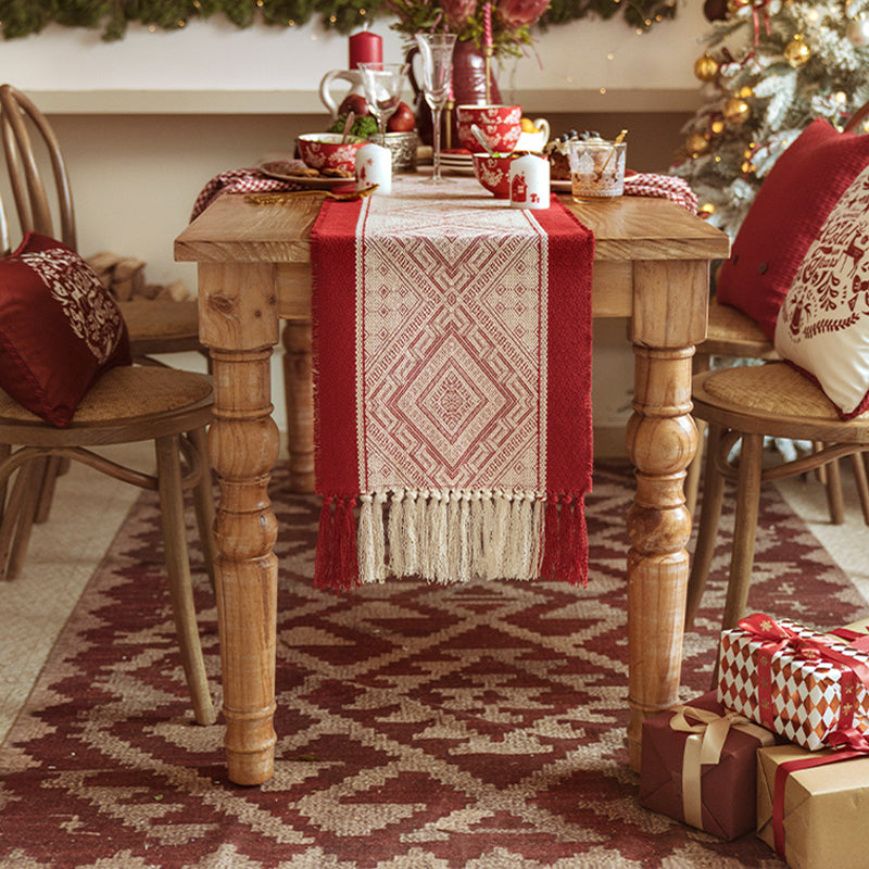 Christmas table flag red festival New Year Nordic high-end light luxury jacquard tablecloth table flag TV cabinet coffee table cover towel Jingle Jingle, Jingle bells