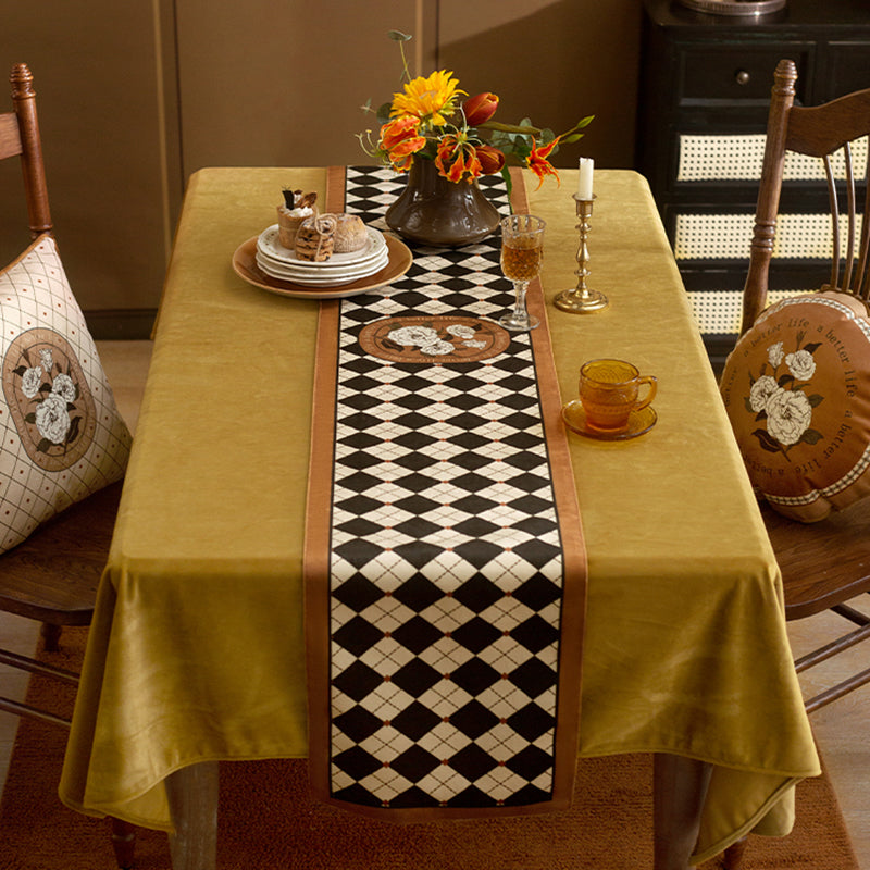 Hazel retro table flag American checkerboard dining table long strip decorative cloth high-quality tablecloth light luxury bunk bed flag