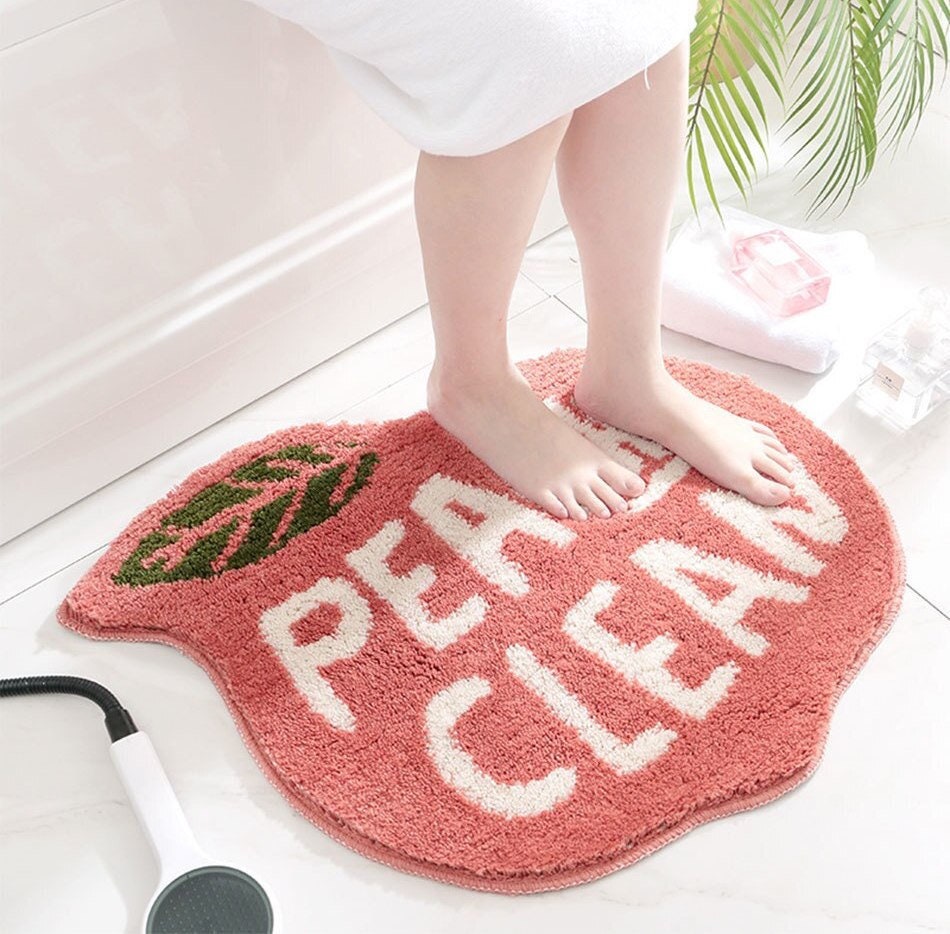 Feblilac Cute Peach Lemon Bath Mat | Bathroom Rug | Door Mat