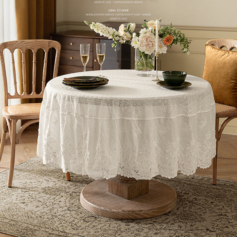 Angel lace tablecloth French light luxury high-end white American tablecloth coffee table Nordic ins round tablecloth
