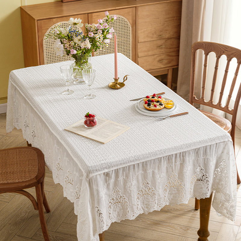 Vernal tablecloth French ins wind lace white tablecloth coffee table tablecloth Nordic retro hollow high-end sense Exquisite embroidery, luxury and luxury