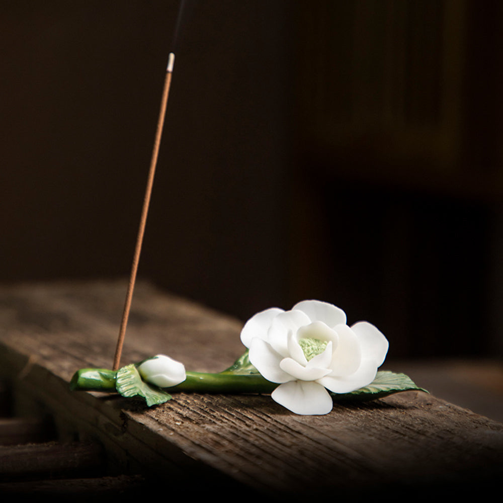 Ceramic Incense Burner, Camellia Incense Holder, Art Flower Design, Aromatherapy, Yoga Incense Burner, Incense seat