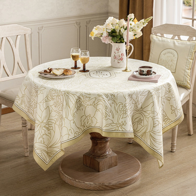 Grippe American simple tablecloth light luxury high-end cream style table cloth art tabletop protection pad round table tablecloth Silky feel, durable