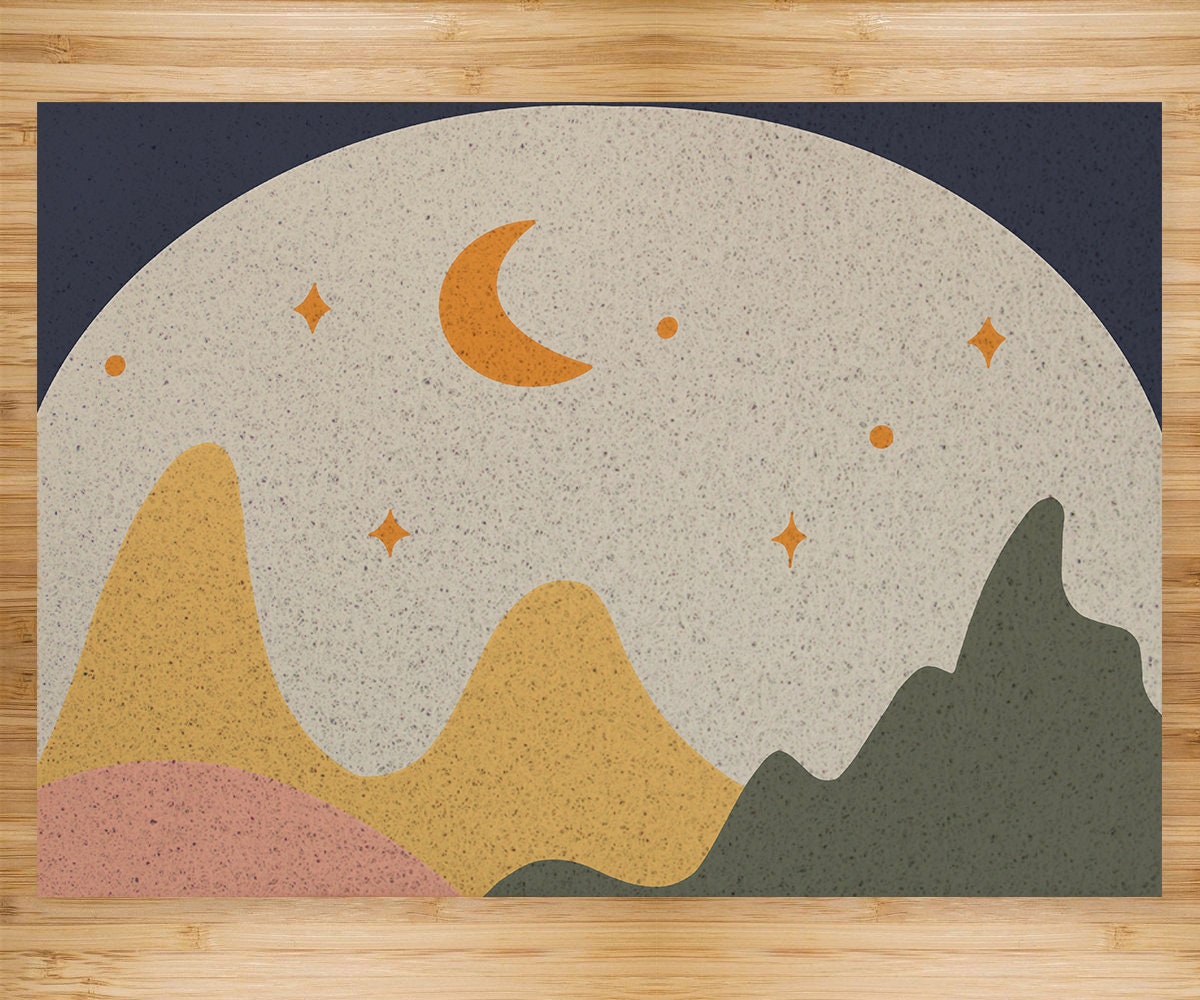 Peaceful Mountain and Moon PVC Entrance Mat