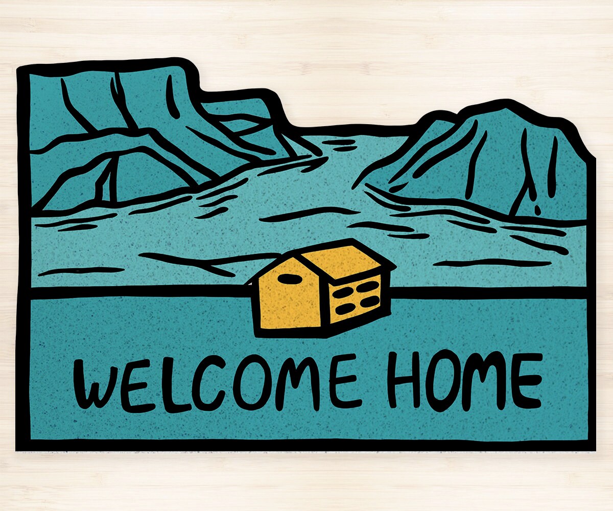 Blue Welcome Home Camping PVC Entrance Mat