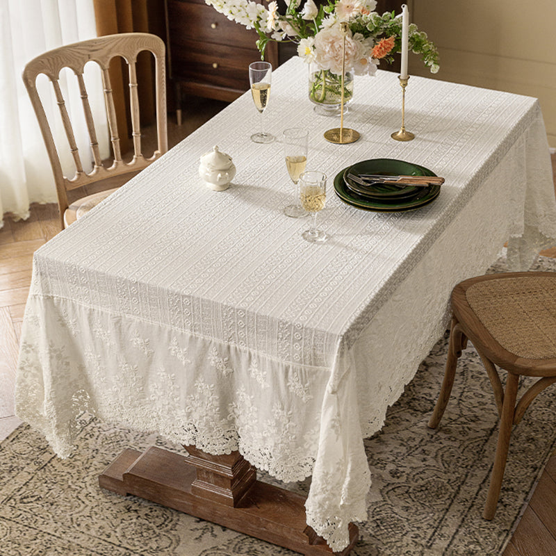 Angel lace tablecloth French light luxury high-end white American tablecloth coffee table Nordic ins round tablecloth