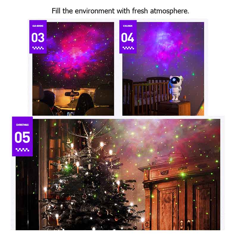 Feblilac Cute Astronaut Starry Nebulous Night LED Light Projection Christmas Gift
