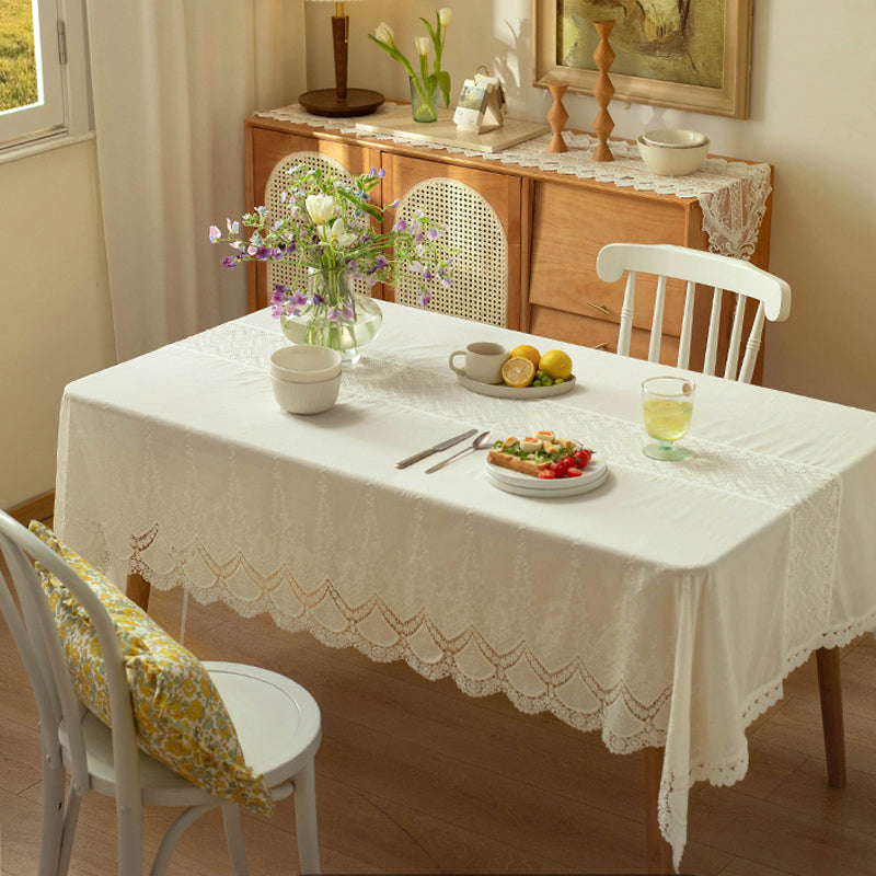 Mera white tablecloth embroidered lace tablecloth French Nordic ins wind hollow high-end tablecloth small round table