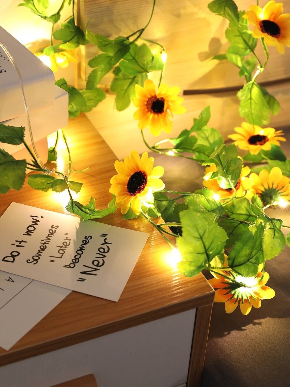 Artificial Sunflower String Light with 20pcs Bulb 1pc - Novelty Lighting
