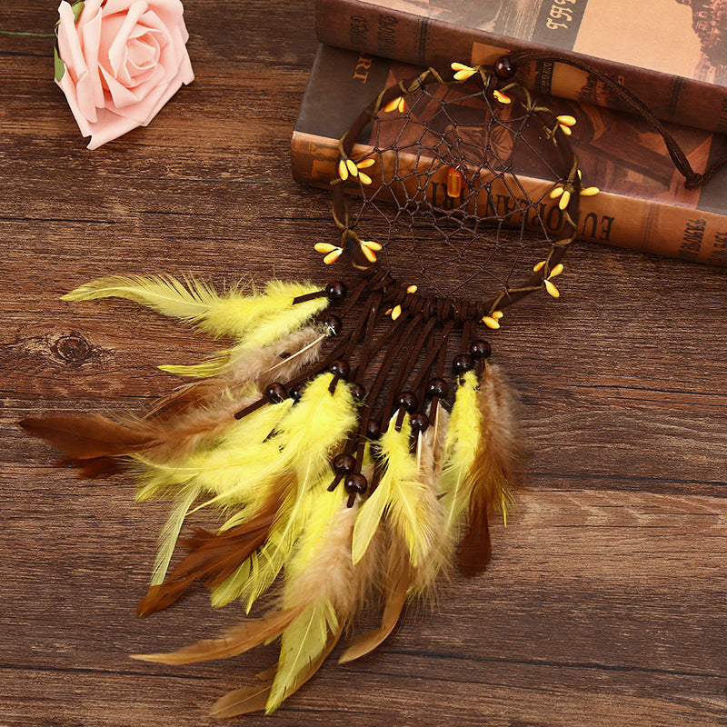 Cute Yellow Feather Dream Catcher