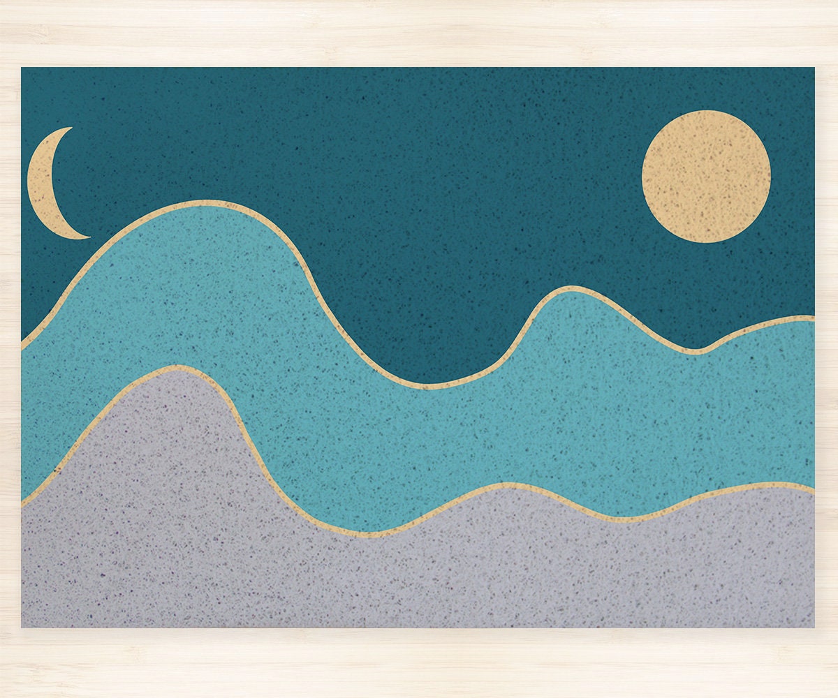 Blue Mountain and Moon PVC Entrance Mat