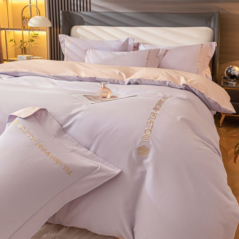 100% Poly Embroidery 120s Sueding Duvet Cover Bedding Set
