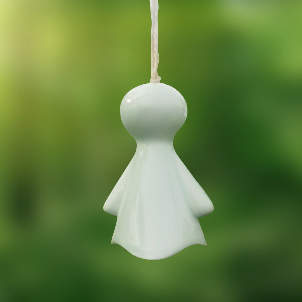 Japanese Ceramic Wind Chimes, Sunny Dolls Bell Rings, Hanging Garden Wind Chimes, Home Garden Decoration, Cyan