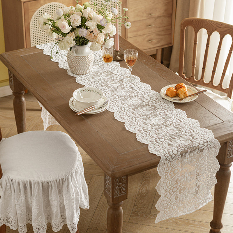 Dreamy French white three-dimensional embroidered lace table flag wedding banquet decoration rectangular coffee table cloth cover towel cloth