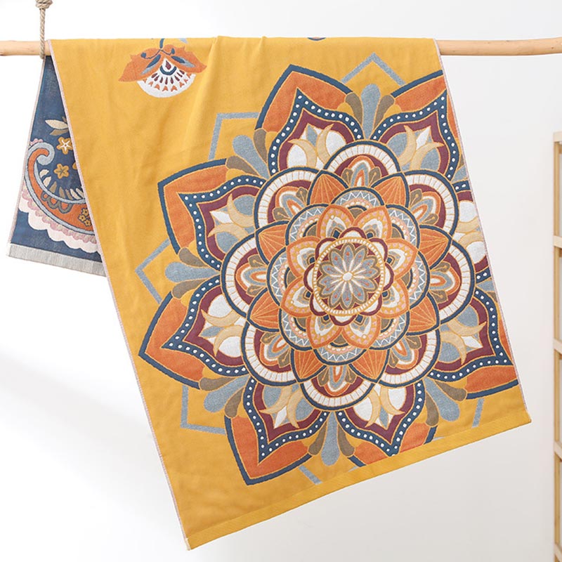 Blooming Flower Yellow Reversible Bath Towel