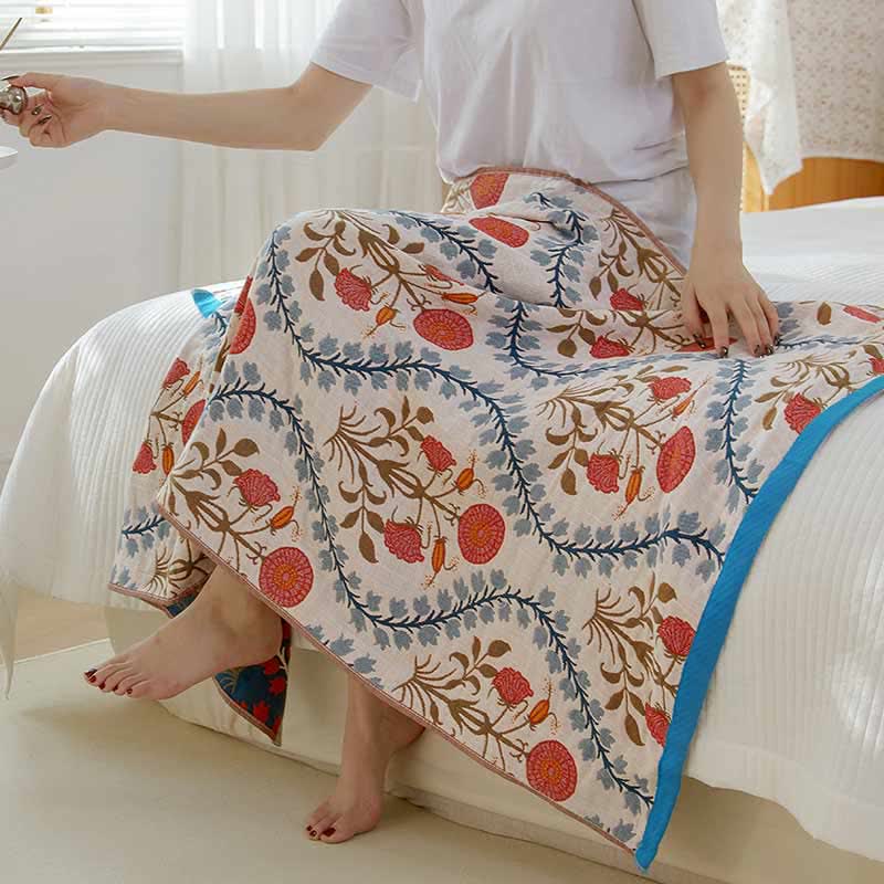 Bluebell Flower Cotton Gauze Bath Towel