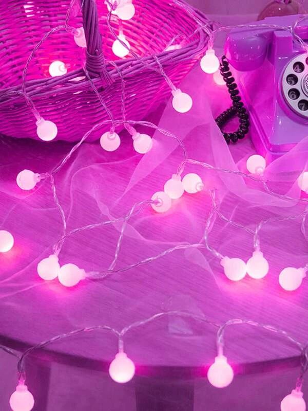 String Light With 10pcs Ball Bulb 1.5m Rose Pink 1pc