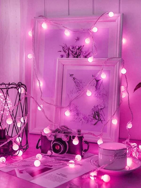String Light With 10pcs Ball Bulb 1.5m Rose Pink 1pc