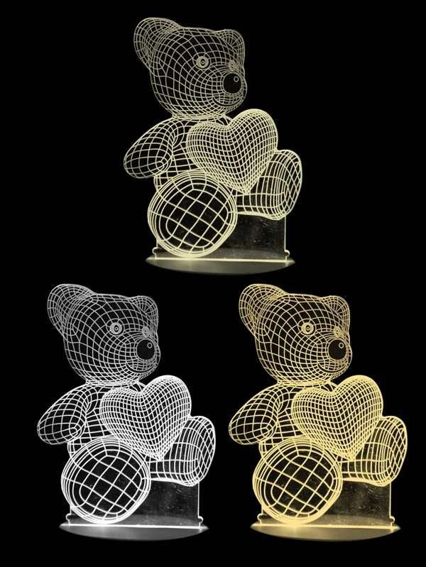 3D Bear Light With 3 Color Changeable 1pc