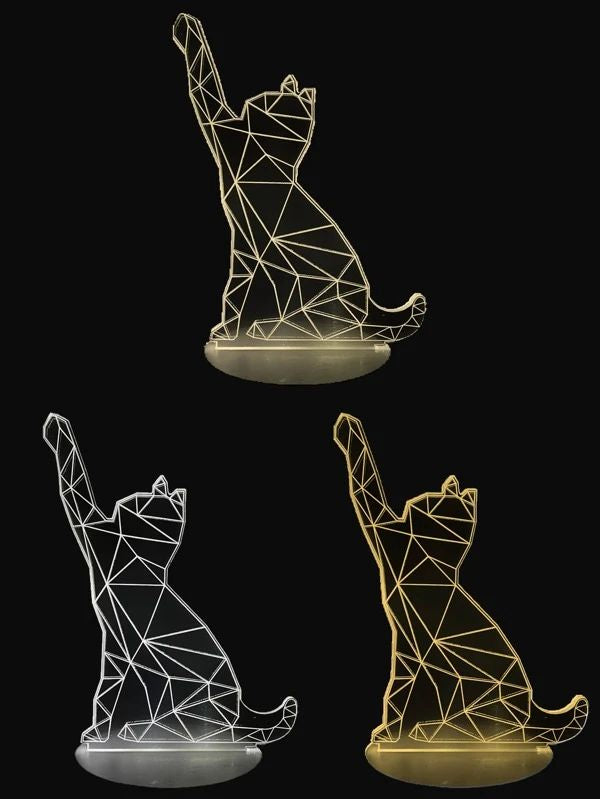 3 Color Changeable 3D Cat Shaped Light