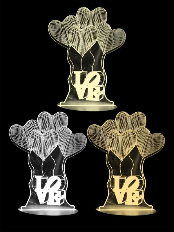 3 Color Changeable With 3D Heart Light 1pc