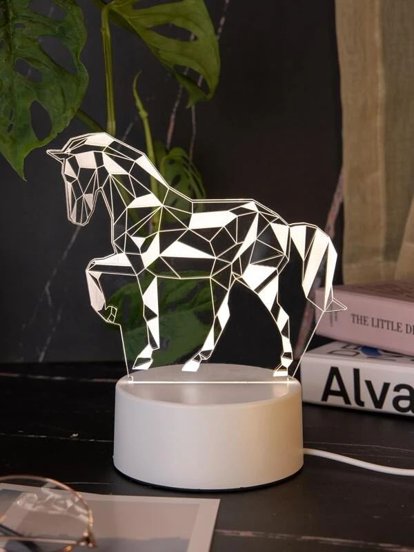 3 Color Changeable With 3D Horse Night Light