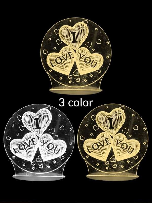 3 Color Changeable I LOVE YOU 3D Light 1pc