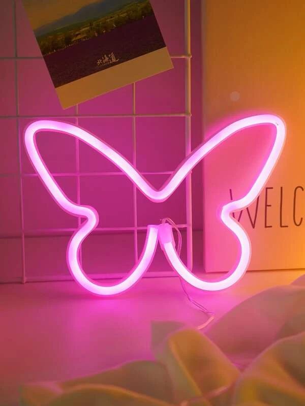 Butterfly Shaped Neon Rose Pink Light 1pc