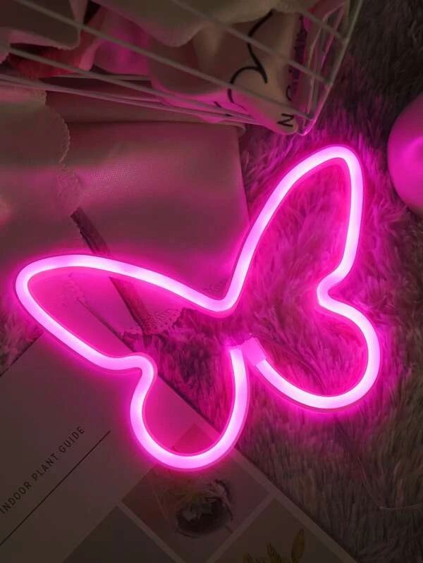 Butterfly Shaped Neon Rose Pink Light 1pc