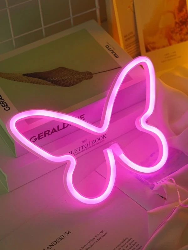 Butterfly Shaped Neon Rose Pink Light 1pc