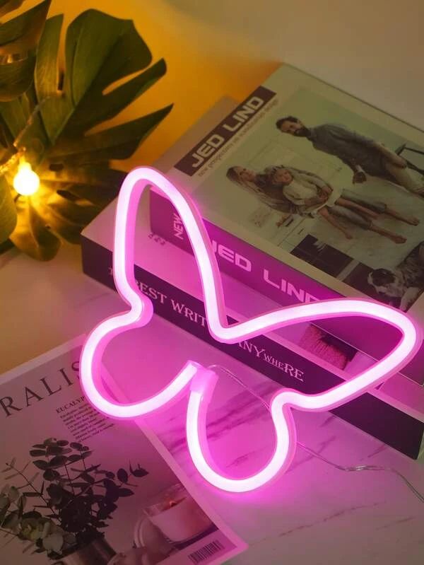 Butterfly Shaped Neon Rose Pink Light 1pc