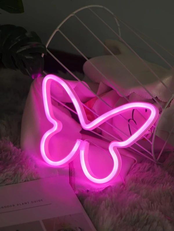Butterfly Shaped Neon Rose Pink Light 1pc