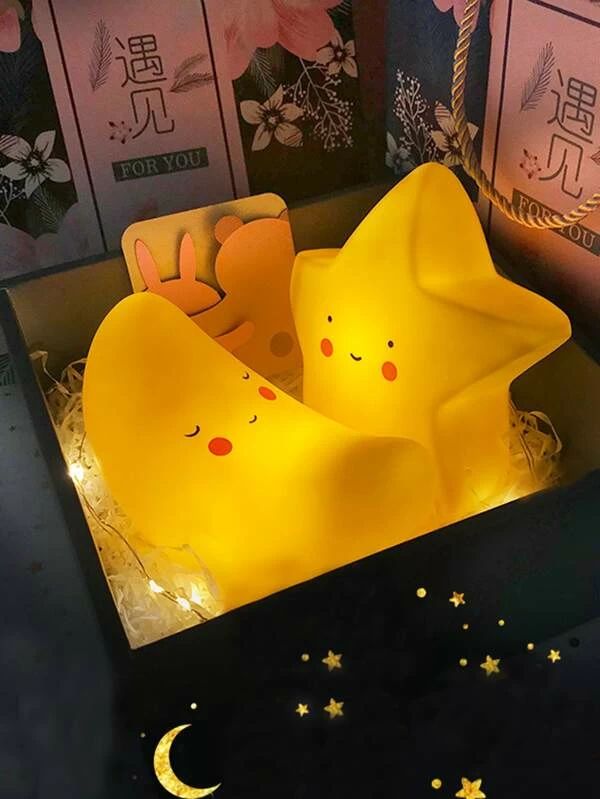 Cute Moon & Star Shaped Night Light 1pc