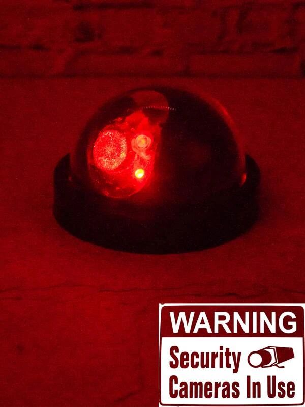 Fake Security Camera With Flashing LED Light Easy to Install 1pc