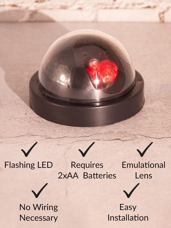 Fake Security Camera With Flashing LED Light Easy to Install 1pc