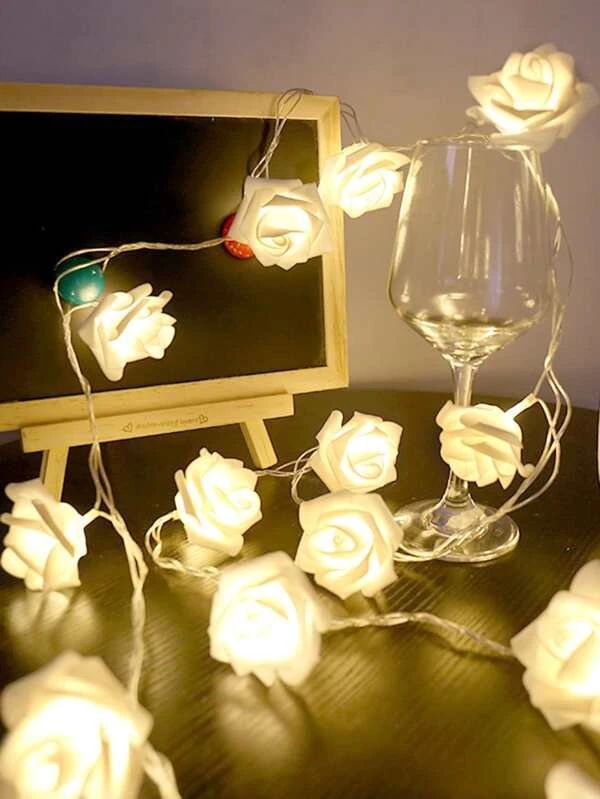 String Light 1pc With 10pcs Rose Shaped Bulb